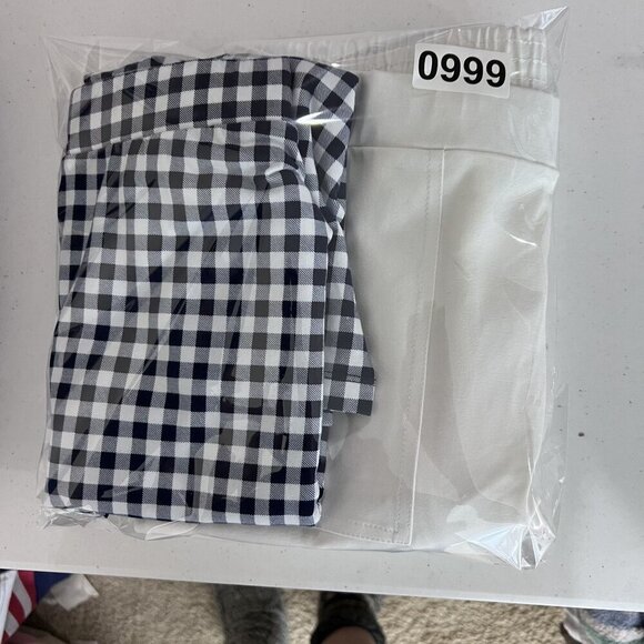Susan Graver Weekend Womens S Capris 2 Pair White & Blue Gingham Pull On Summer - Picture 16 of 16